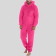 thumbnail image 1 of Cozy Thermal Jumpsuit for Everyday Casual Wear with Zip Front Lined Comfort and Relaxed Fit Nighttime Pajama Piece, Hot Pink, XXXXXL, 1 of 6
