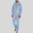 thumbnail image 1 of Cozy Thermal Jumpsuit for Everyday Casual Wear with Zip Front Lined Comfort and Relaxed Fit Nighttime Pajama Piece, Light Blue, XXXXXL, 1 of 6