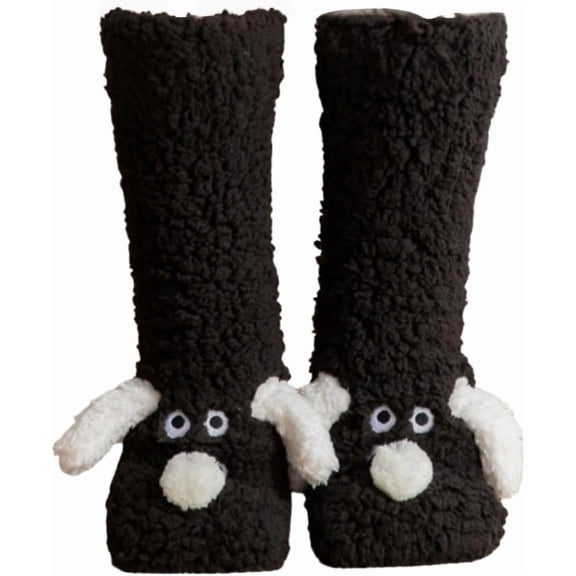 Cozy Thick Coral Fleece Slipper Socks for Women 5-10 - Cute Plush Fuzzy Warm Thermal Boot Socks for Winter, Indoor Floor Comfort, Machine Washable