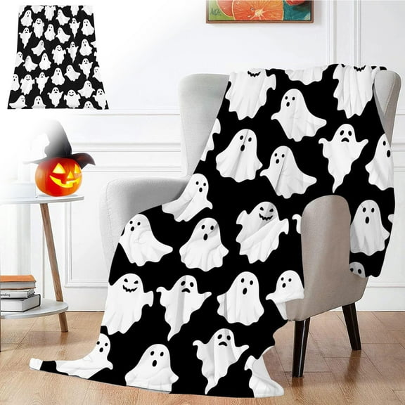 Cozy Throw Blanket Halloween Ghost Halloween Printed Blanket Lunch Break Blanket Sofa Blanket Office Blanket Holiday Gifts