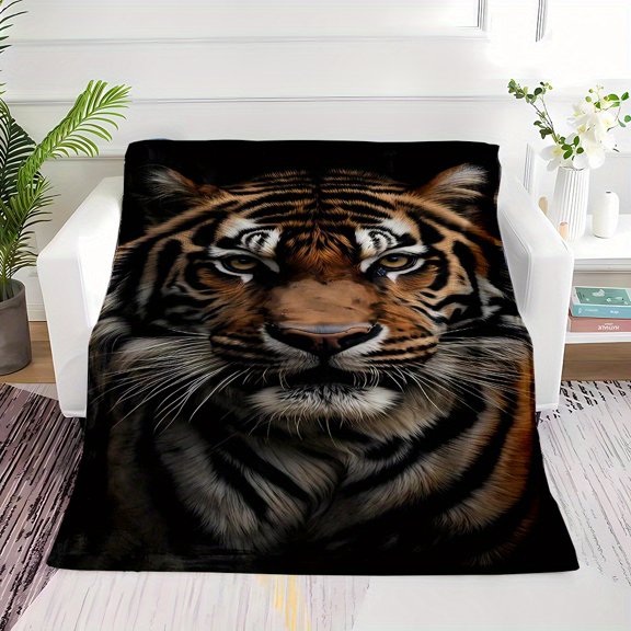 Cozy Tiger Print Flannel Throw Blanket - Soft, Warm & Reversible for All Seasons - Perfect Gift for Family and Friends