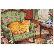 Cozy Time 500 Piece Jigsaw Puzzle for Adults, Cat, Books and Tea Scene, DIY Home Decoration, Interactive Family Puzzle, Fun Challenging Puzzle for Teens and Adults