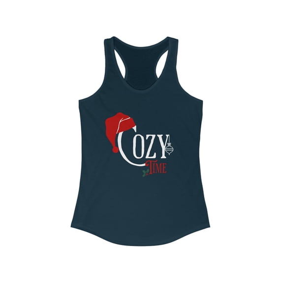Cozy Time Tank, Christmas Racerback, Holiday Top, Festive Cozy Time Tank