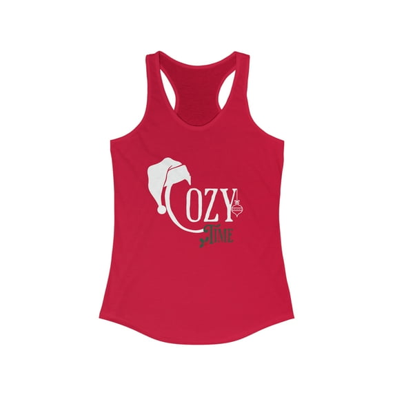 Cozy Time Tank, Christmas Racerback, Holiday Top, Festive Cozy Time Tank