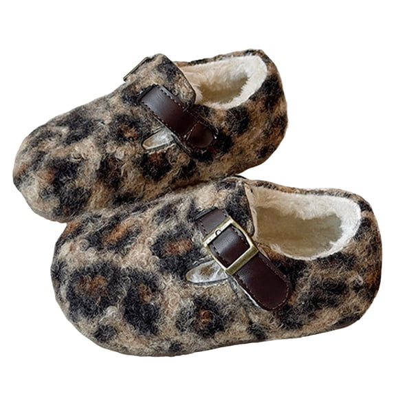 Cozy Toddler Slippers Non Slip Boys Girls House Slippers Wide Toe Box Kids Winter Home Shoes With Adjustable Strap Brown Size 8 Toddler