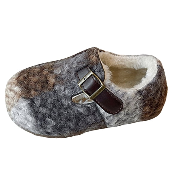 Cozy Toddler Slippers Non Slip Boys Girls House Slippers Wide Toe Box Kids Winter Home Shoes With Adjustable Strap Gray Size 8 Toddler