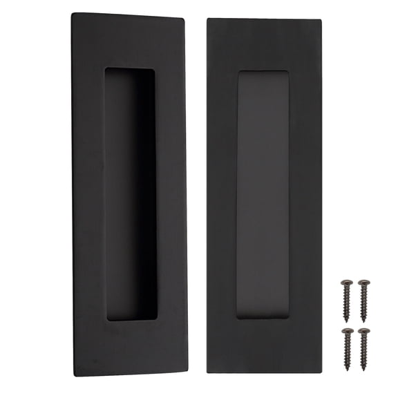 CozyTower 6 inch Recessed Finger Pulls for Pocket Door Sliding Door, Closet Door Pulls Handles Matte Black Stainless Steel Hardware (2 Pack)