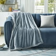 thumbnail image 1 of Cozy Tyme Lorraine Flannel Reversible Sherpa Throw - Super Soft Solid Color 50"x 60" Light Blue, 1 of 11