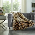 thumbnail image 1 of Cozy Tyme Nasir 100% Polyester Faux Fur Throw - Printed Rabbit Fur 50"x 60" Tiger, 1 of 11