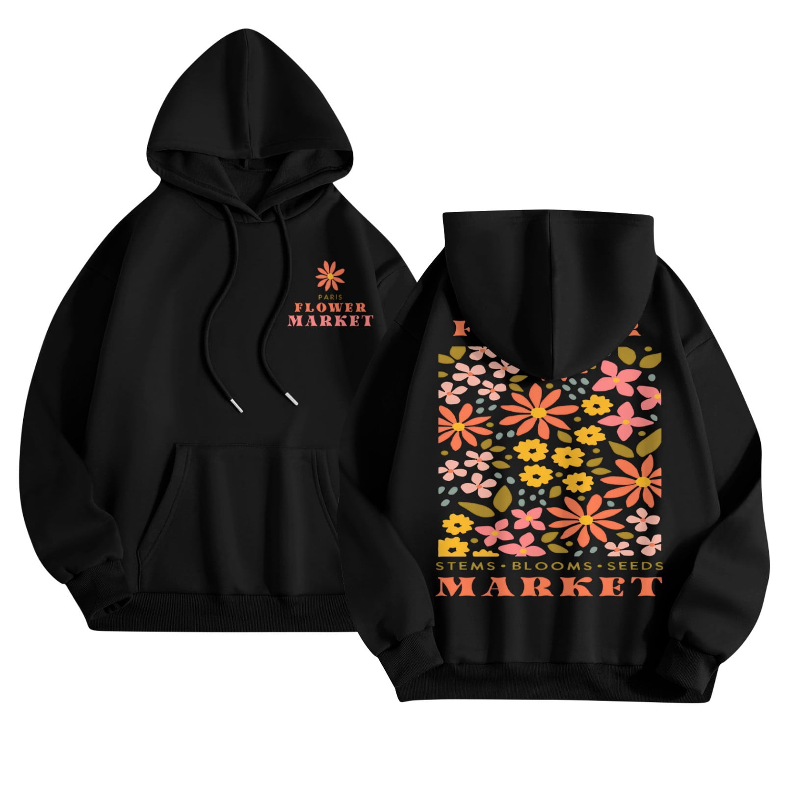Loose Floral Unisex Hoodie