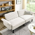 thumbnail image 1 of Cozy Velvet Futon Bed With Adjustable And Frame Velvet, For Extended Sleeper Area, 1 of 6