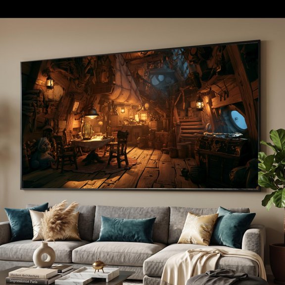 Cozy Vintage Cabin Interior Wall Art Print, Unframed Paper Poster 8x10in