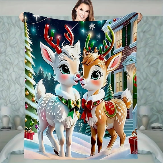 Cozy Vintage Christmas Flannel Throw Blanket - Soft, Warm & Versatile for Couch, Sofa, Office Bed, Camping & Travel - All-Season Gift