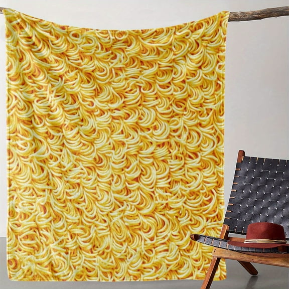 Cozy Vintage Noodle Print Flannel Throw Blanket Soft Warm & Lightweight for Couch Bed Office and Travel Versatile All-Season ComfortPerfect Gift Idea