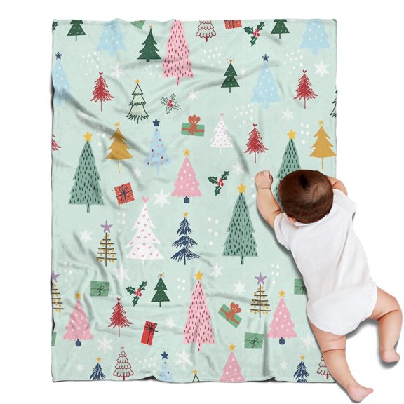 Cozy Warm 30"x40" Christmas Flannel Throw Holiday Pattern Soft Blanket for Couch Sofa Bed Living Room Decor