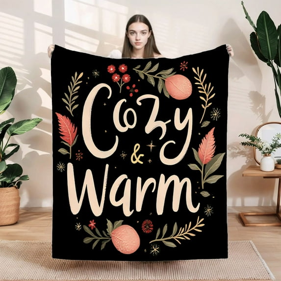 Cozy & Warm Floral Flannel Blanket - Soft Durable and Inviting Design for Sofa Travel Bed and Chair - Perfect for Comfort