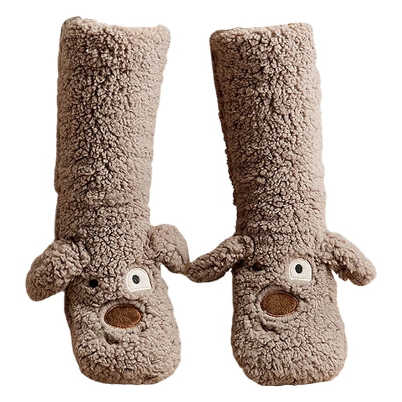 Cozy Warm Women’s Fluffy Home Floor Socks with Cute Reindeer Design for Relaxing Lounging and Sleep Comfort