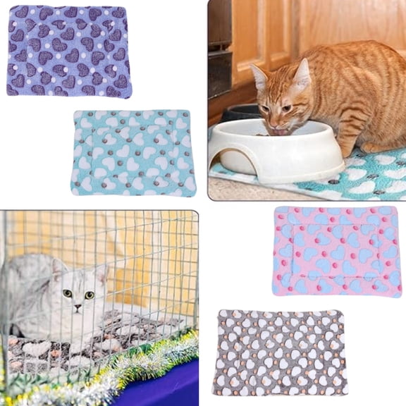 Cozy Winter Bedding for Small Animals, 4 Pcs Waterproof Guinea Pig Cage Liners, 13x10 Inch Reversible Heart Pattern Mat for Hamster Bunny Pets