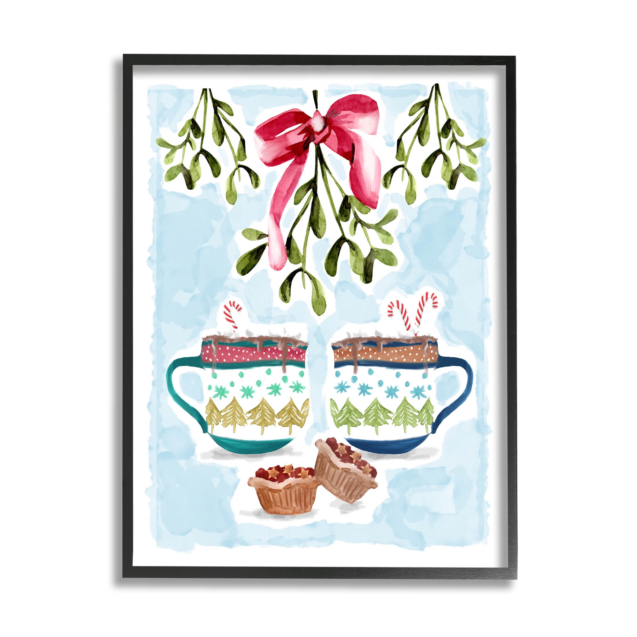 Cozy Winter Cocoa Dessert Holiday Graphic Art Black Framed Art Print Wall Art