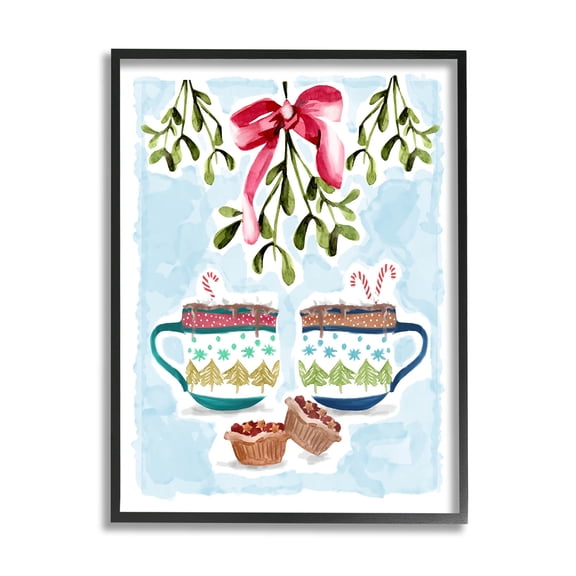 Cozy Winter Cocoa Dessert Holiday Graphic Art Black Framed Art Print Wall Art