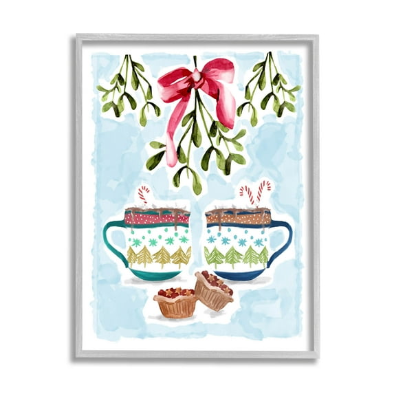 Cozy Winter Cocoa Dessert Holiday Graphic Art Gray Framed Art Print Wall Art