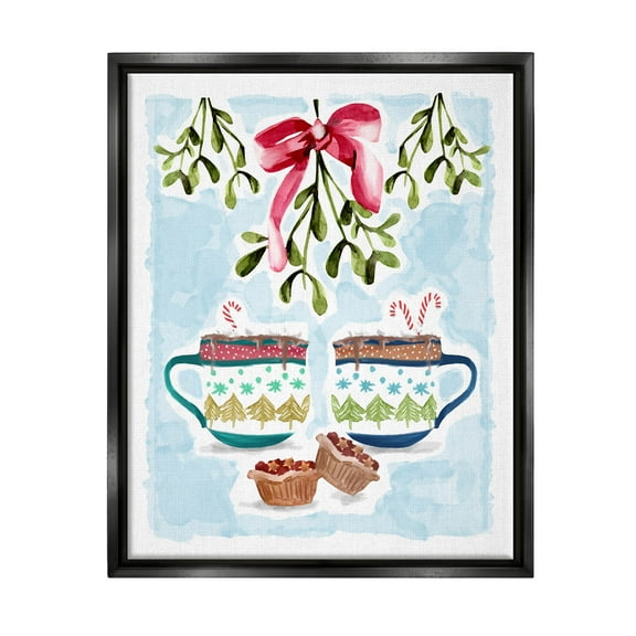Cozy Winter Cocoa Dessert Holiday Graphic Art Jet Black Framed Art Print Wall Art