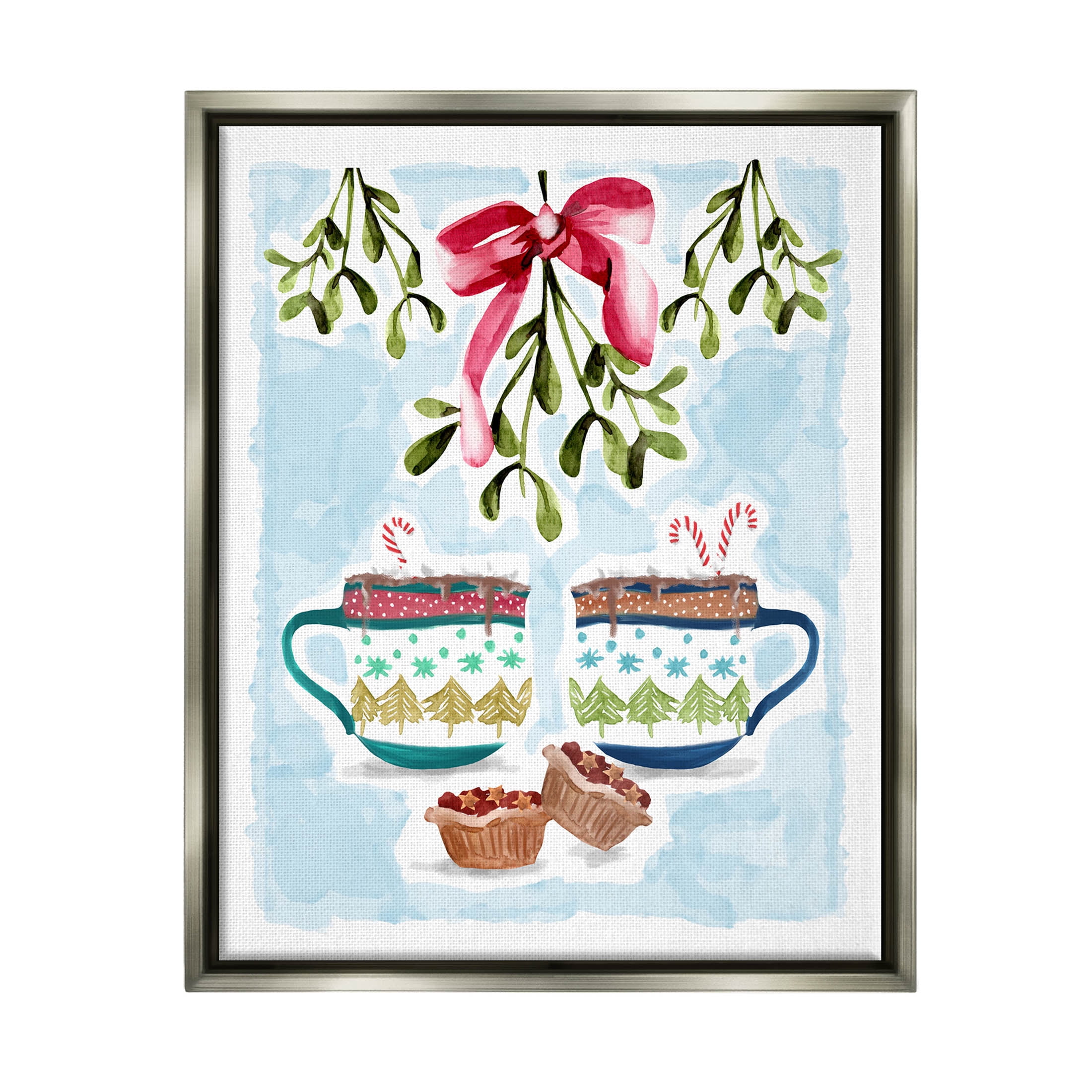 Cozy Winter Cocoa Dessert Holiday Graphic Art Luster Gray Framed Art Print Wall Art