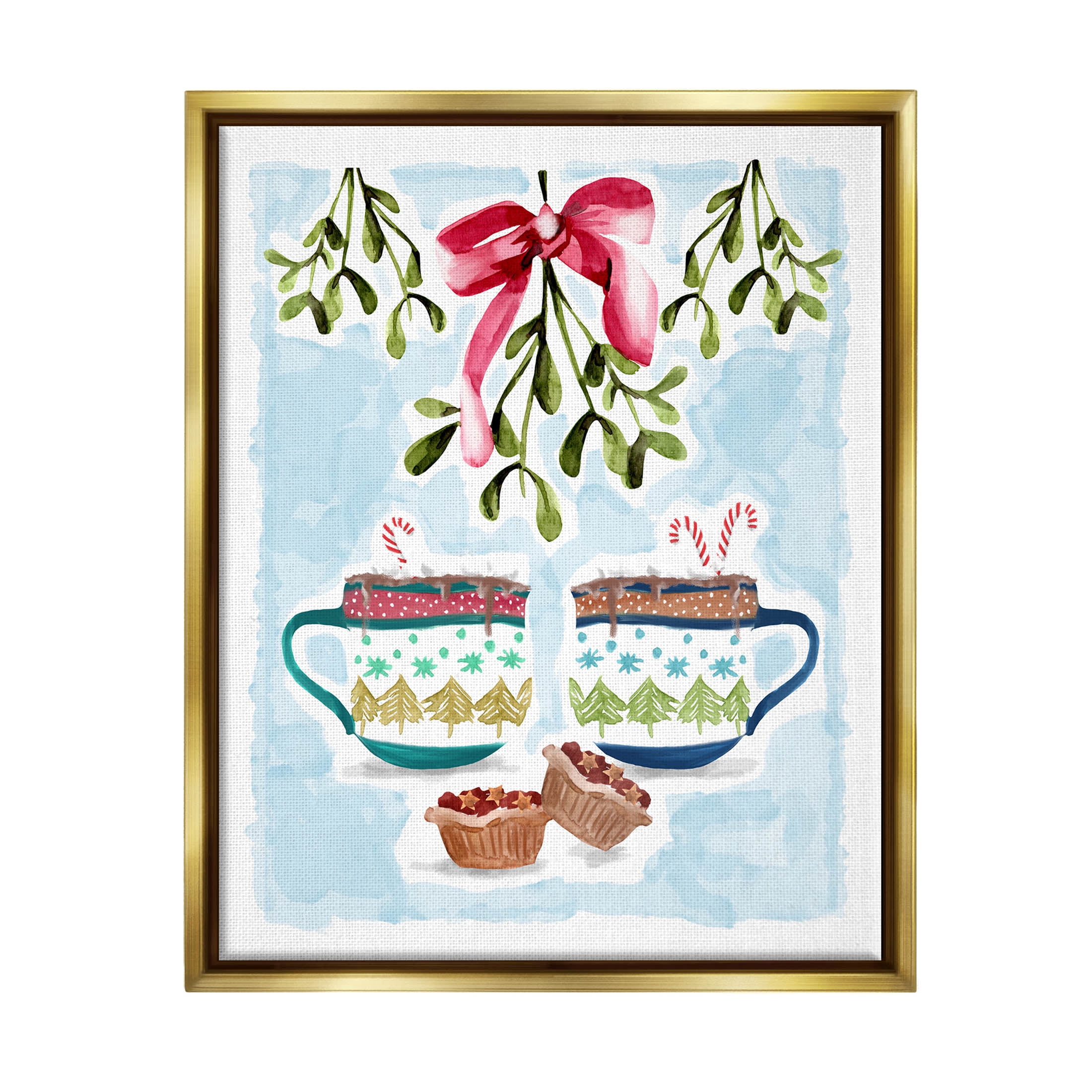 Cozy Winter Cocoa Dessert Holiday Graphic Art Metallic Gold Framed Art Print Wall Art