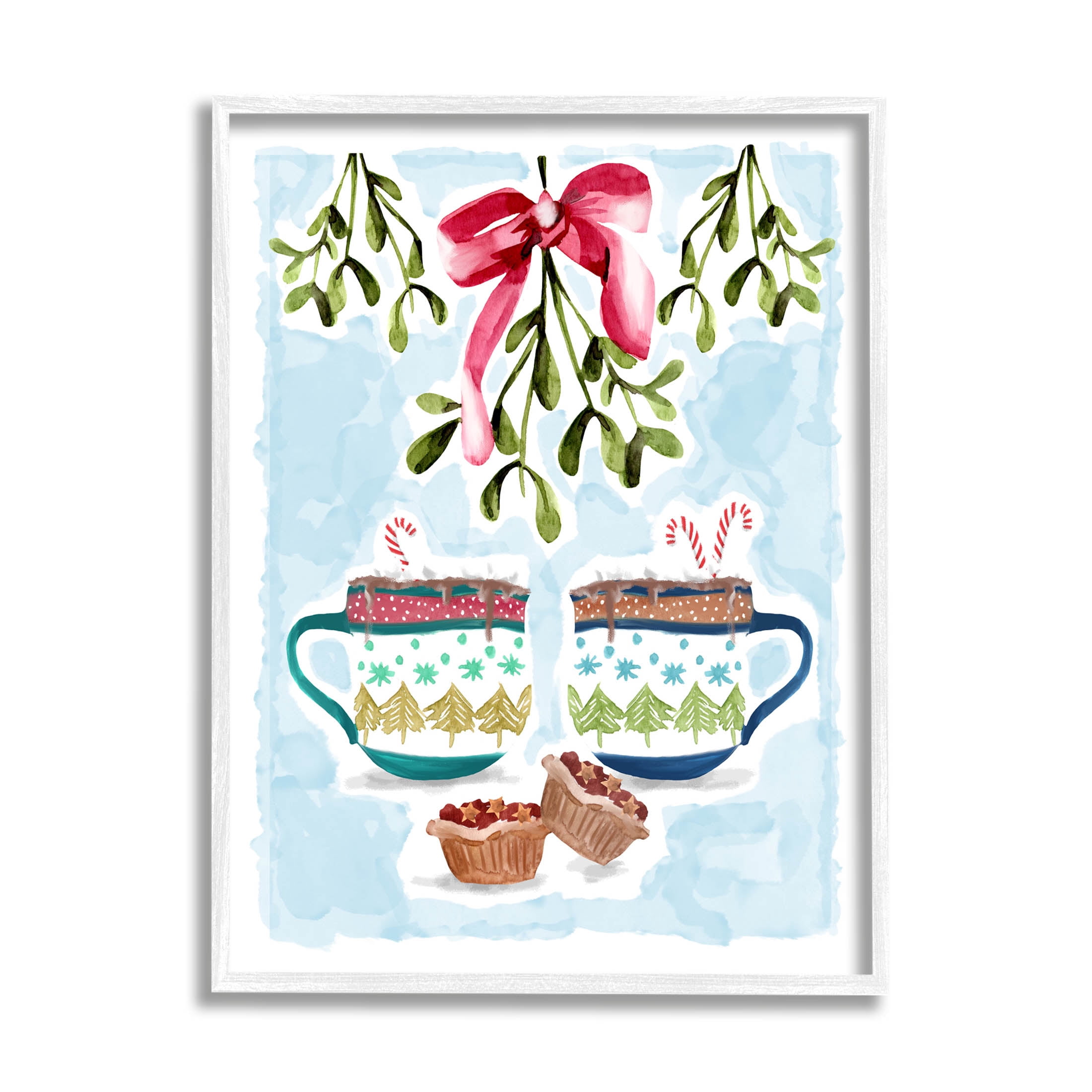 Cozy Winter Cocoa Dessert Holiday Graphic Art White Framed Art Print Wall Art