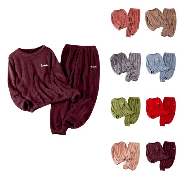 Cozy Winter Flannel Pajama Set for Women - Long Sleeve Top & Pants Loungewear, Soft Comfortable Sleepwear