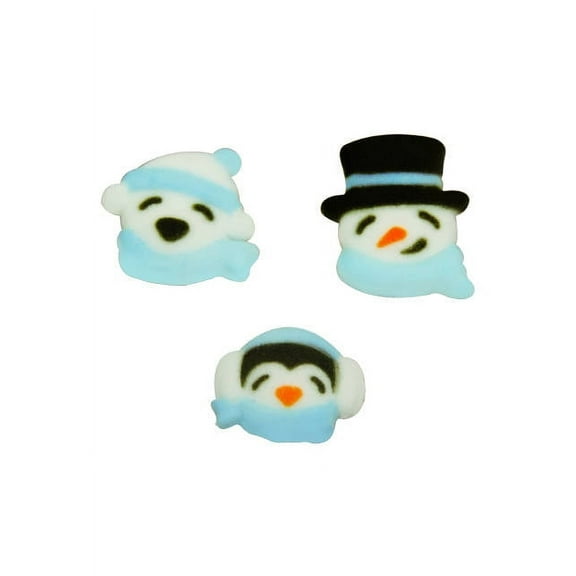 Cozy Winter Friends Polar Bear Snowman Penguin Sugar Decorations Toppers Cupcake Cake Cookies Favors Party 12 Count