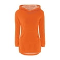 thumbnail image 1 of Cozy Winter Girls Orange Hooded Sweatshirt Thick Soft Casual Pullover Top For Kids Youth Outerwear Comfortable Warm Loungewear,Size:13-14 Years, 1 of 2