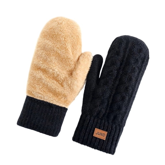 Cozy Winter Gloves for Women, Warm Knit Mittens, Soft Plush Lined Cold Weather Gloves for Winter Days