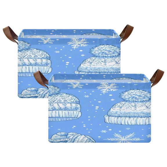 Cozy Winter Hats 16.9x11.4x10in Foldable Open Home Storage Bins Durable Water Resistant Shelf Baskets