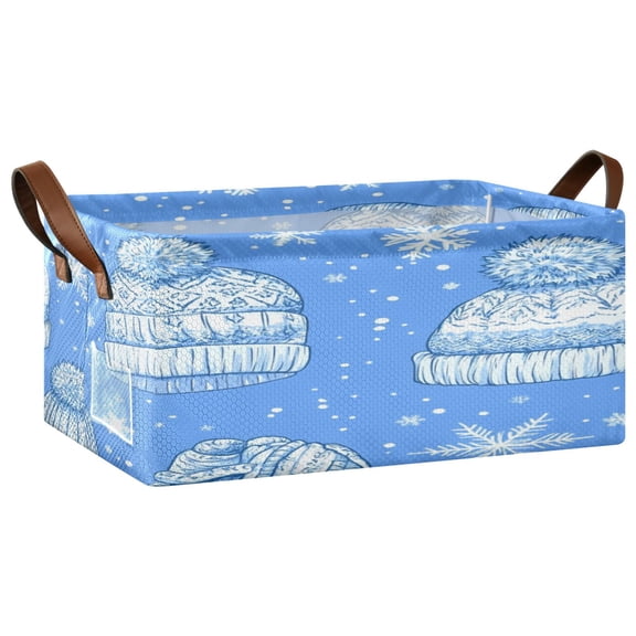 Cozy Winter Hats Open Home Storage Bins Foldable Metal Frame Shelf Baskets 16.9x11.4x7.7in Water-Resistant
