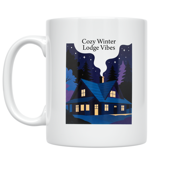 Cozy Winter Lodge Scene - Winter Travel Enthusiast - 11 oz Ceramic Coffee Mug