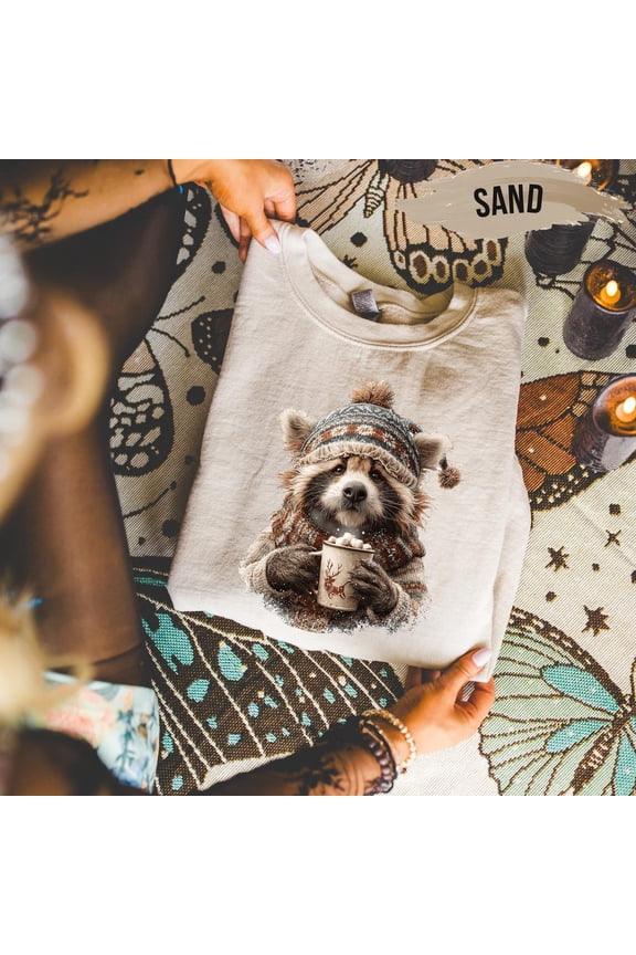 Cozy Winter Sweatshirt – Cute Animal Hot Cocoa Sweater – Pullover All Size S-5Xl