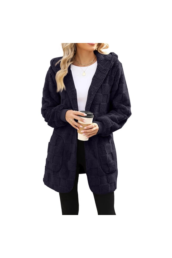 Cozy Women’s Autumn Winter Open Front Cardigan Casual Fuzzy Knit Sweater Jacket For Daily Wear plus Size Long Leather Jacket Women Swing Coats for Women Cute Trench Coats for Women Womens plus Size