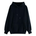 thumbnail image 1 of Cozy Women’s Hooded Sweatshirt – Long Sleeve Solid Color Pullover with Pocket, Fleece Lined Warm Hoodie for Autumn Winter Daily Wear and Outdoor Activities Navy, 1 of 2