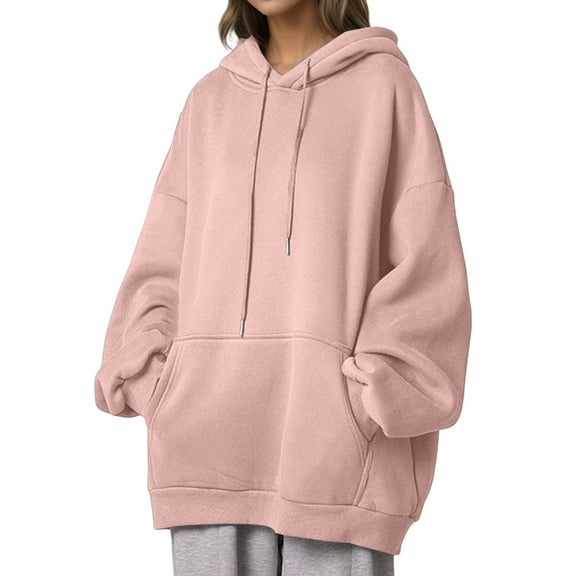 Cozy Women's Hoodies & Sweatshirts Thick Pullover with Pockets for Everyday Casual Style Korean Warm Top for Ladies