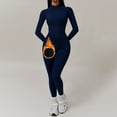 thumbnail image 1 of Cozy Women's Jumpsuit Thermal Long Sleeve Turtleneck Yoga Bodysuit Zipper Seamless Lined Romper for Chilly Days, 1 of 7