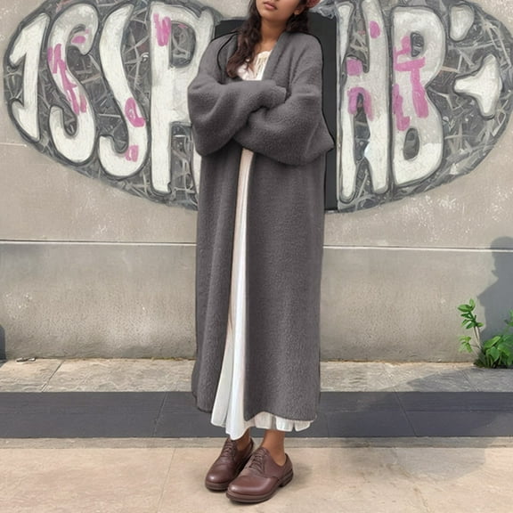 Cozy Women's Long Cardigan Soft Knit Sweater Relaxed Fit Style Autumn Winter Fashion Look Casual Outerwear Extra Large Sweaters Knitted Button Sweater for Women Long Sleeve Cardigan for Women Womens