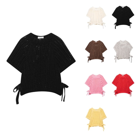 Cozy Women's Pullover Sweater With Decorative Side Panels For Casual Wear Open Knit Design And Round Neckline For All Seasons Pair With Jeans