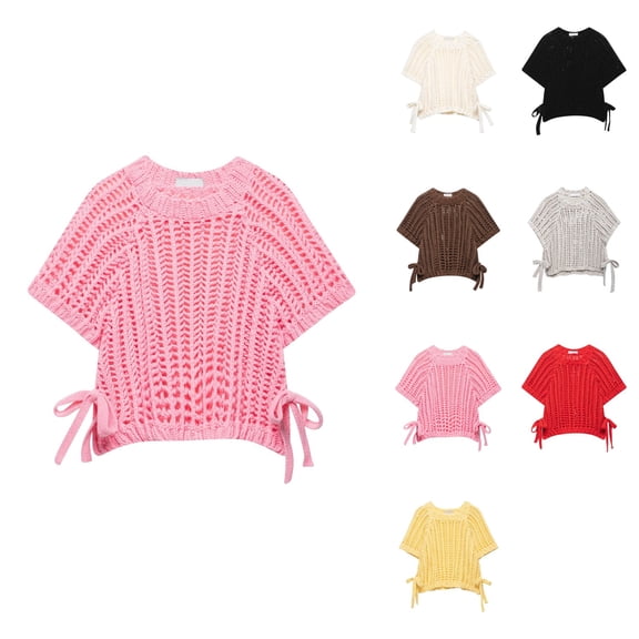 Cozy Women's Pullover Sweater With Decorative Side Panels For Casual Wear Open Knit Design And Round Neckline For All Seasons Pair With Jeans