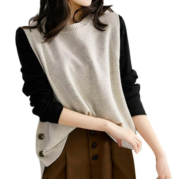 Cozy Women's Sleeveless Sweater Vest Loose Fit Layering Top For Casual Style