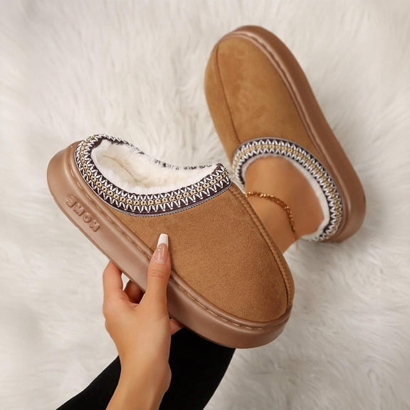 Cozy Women's Slippers - Plush Lining with Thick Soles - Ideal for Fall & Winter Indoor Wear