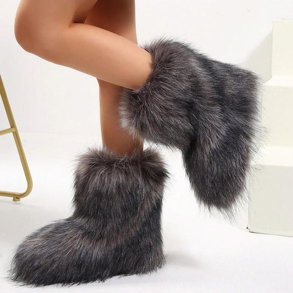 Cozy Women's Snow Boots - Plush Furry Lining, Thick And Warm Design with Mid-Calf Fashion for Winter 2026
