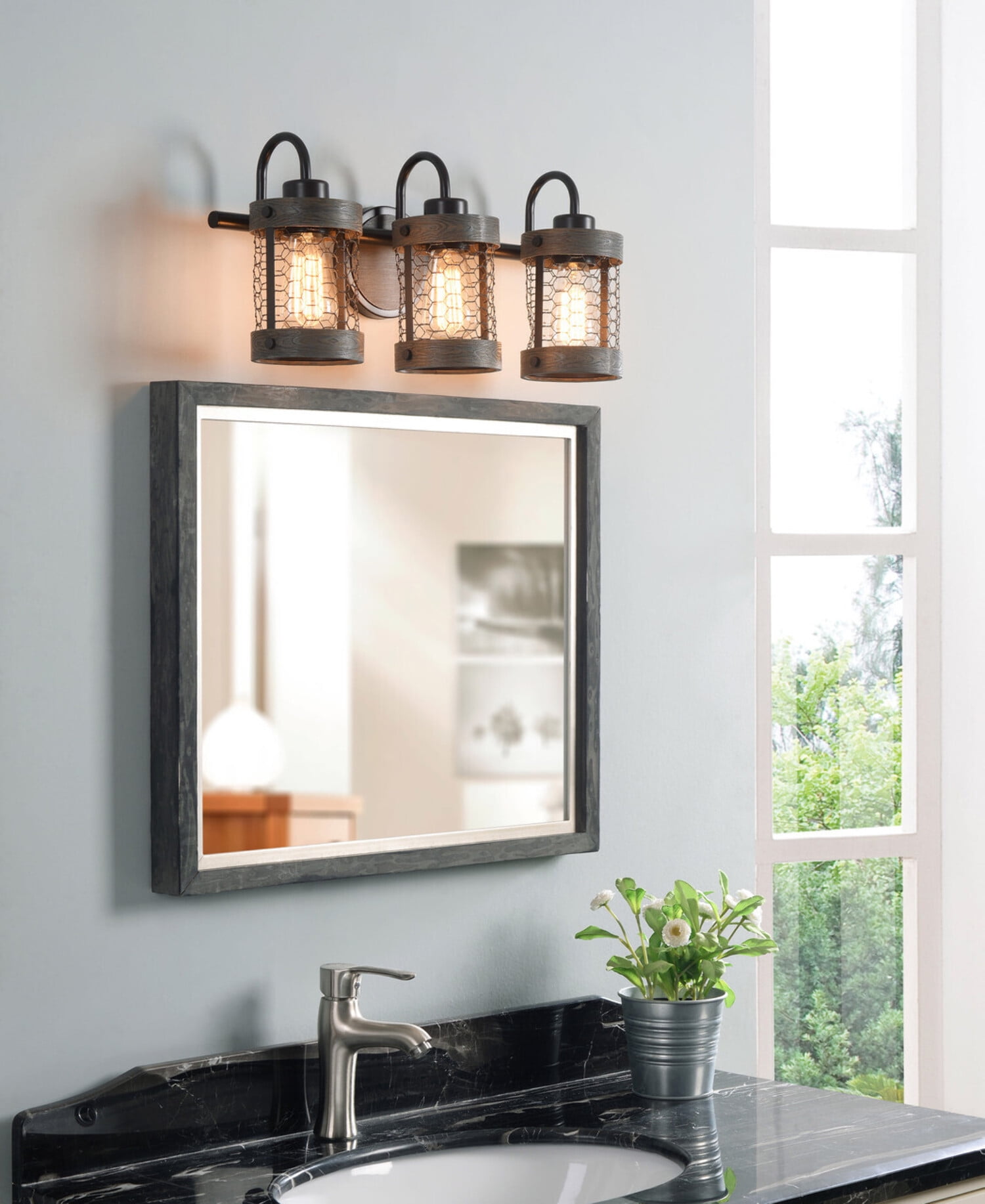 Kenroy Home Cozy 21'' Vanity Light 3-Light Wall Light Fixture Farmhouse Table Light Fixture for Bathroom, Hallway, or Office, Oil Rubbed Bronze