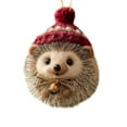 thumbnail image 1 of Cozy Woodland Animal Christmas Ornaments, 1 Pc Handmade Plush Forest Animal Ornament Set with Red Knit Hats and Golden Bows, Rustic Christmas Tree Decorations for Animal Lovers, 3.2",Hedgehog, 1 of 3