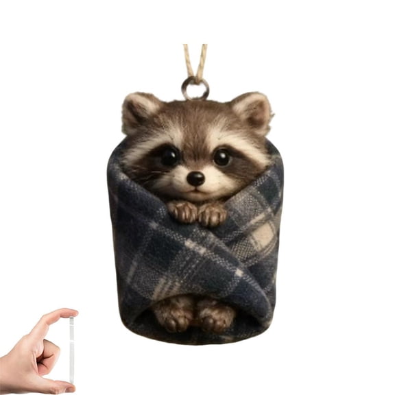 Cozy Wrapped Critters Ornament,2D Acrylic Cozy Forest Animal Ornaments,Realistic Plush Toy Soft Fluffy,Rustic Hanging Decorations,Birthday Presents for Preschool Realistic